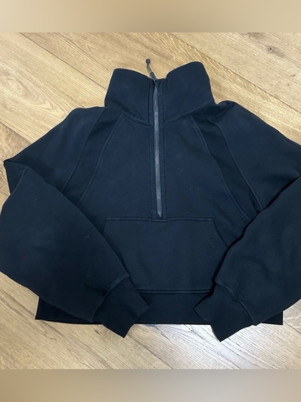lululemon athletica Black Cropped Half-Zip Crewneck